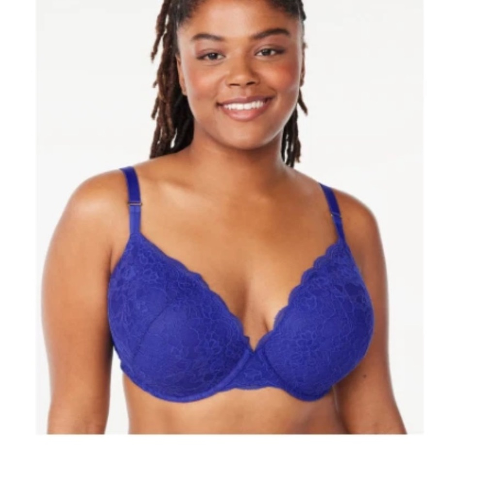 Joyspun Women’s Lace Push Up Bra 40D Padded underwire Blue glass EUC